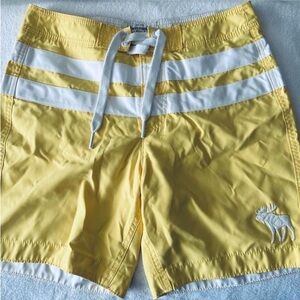 Preowned Abercrombie & Fitch Men’s Swimming Trunks Stripes Logo Sz Large